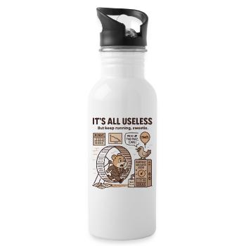 It's All Useless – Alles ist nutzlos Hamster - Trinkflasche mit integriertem Trinkhalm - Weiß - Rechts