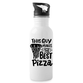 This guy makes the best pizza - Trinkflasche mit integriertem Trinkhalm - Weiß - Rechts