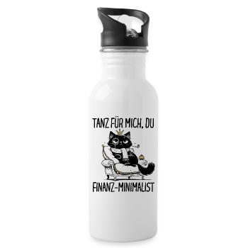 Tanz Finanz-Minimalist - Katzenkönig auf Thron - Trinkflasche mit integriertem Trinkhalm - Weiß - Rechts