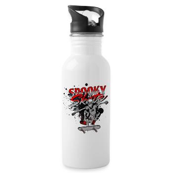 Skull Skateboard Graffiti Design - Trinkflasche mit integriertem Trinkhalm - Weiß - Rechts