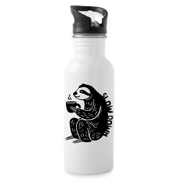 Slow Down - Trinkflasche mit integriertem Trinkhalm - Weiß - Rechts