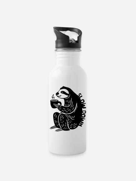 Slow Down - Water bottle with straw - white