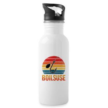 Boilsuse Vintage Hook – Retro Karpfenangler Design - Trinkflasche mit integriertem Trinkhalm - Weiß - Rechts