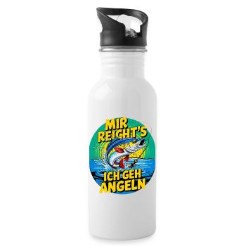 Mir reicht’s – Ich geh angeln! - Trinkflasche mit integriertem Trinkhalm - Weiß - Rechts