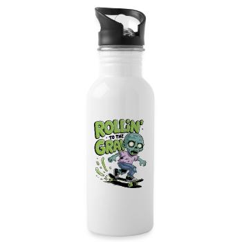 Rollin zum Grab - Trinkflasche mit integriertem Trinkhalm - Weiß - Rechts