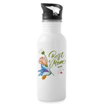 best mom ever - Trinkflasche mit integriertem Trinkhalm - Weiß - Rechts