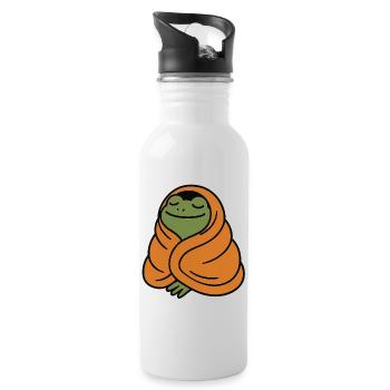 Gemütlicher Frosch - Trinkflasche mit integriertem Trinkhalm - Weiß - Rechts