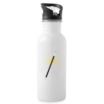 Magic Wand with Sparks – Mystical Fantasy Motif - Water bottle with straw - white - Right