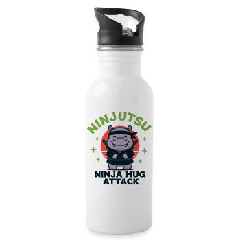 Ninja Cuddle Hippo - Water bottle with straw - white - Right
