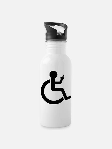 Utilisateur d’un fauteuil roulant avec une opinion claire # - Gourde avec paille intégrée - blanc