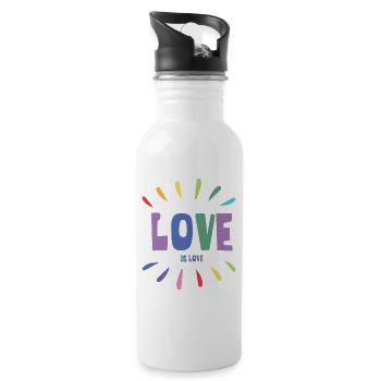 Mois de la fierté LGBT - Love is Love - Gourde avec paille intégrée - blanc - Droite