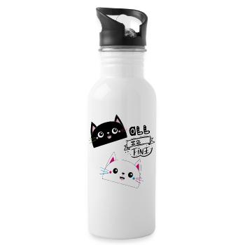 TOUT VA BIEN, Chats - Gourde avec paille intégrée - blanc - Droite