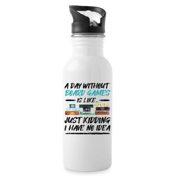 Ein Tag ohne Brettspiele - lustiger Spruch - Trinkflasche mit integriertem Trinkhalm - Weiß - Rechts