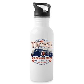 1965 Vintage Birthday Retro Car Gift - Water bottle with straw - white - Right