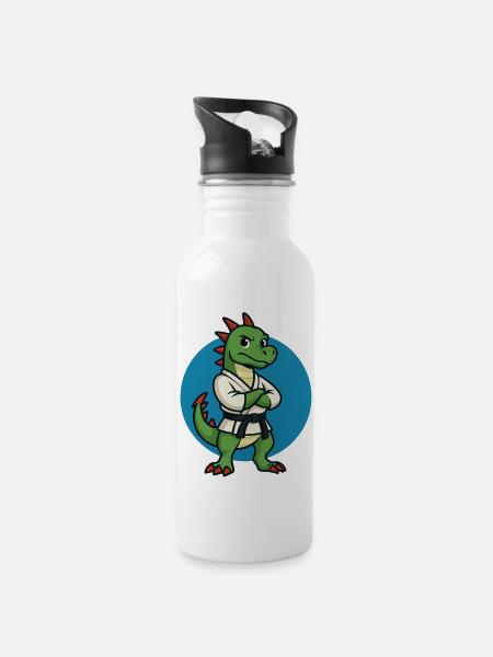 Karaté Dragon - Arts martiaux, Dessin animé - Gourde avec paille intégrée - blanc