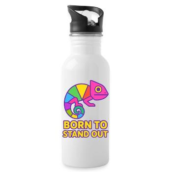 Chameleon Pride – Stand out with style Gay Pride CSD - Water bottle with straw - white - Right