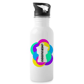 Wasserturm Langeoog bunt - Trinkflasche mit integriertem Trinkhalm - Weiß - Rechts