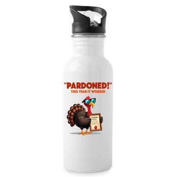 Pardoned Turkey - Trinkflasche mit integriertem Trinkhalm - Weiß - Rechts