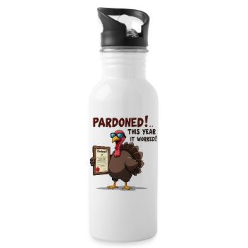 Pardoned Turkey - Trinkflasche mit integriertem Trinkhalm - Weiß - Rechts
