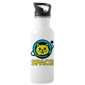 Space-Cat - Trinkflasche mit integriertem Trinkhalm - Weiß - Rechts