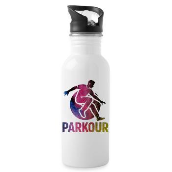 Parkour Jump - Design urbain dynamique - Gourde avec paille intégrée - blanc - Droite