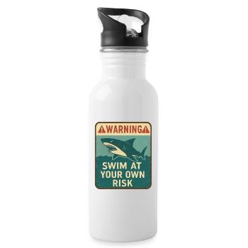 Warning sign with shark and inscription - Water bottle with straw - white - Right