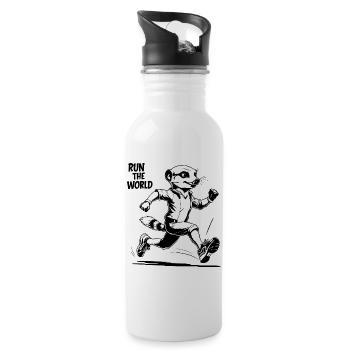 Erdmännchen, rennend - Trinkflasche mit integriertem Trinkhalm - Weiß - Rechts