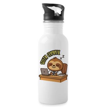 SLOTH CRIMINAL - Kawaii Tier Faultier Humor - Trinkflasche mit integriertem Trinkhalm - Weiß - Rechts