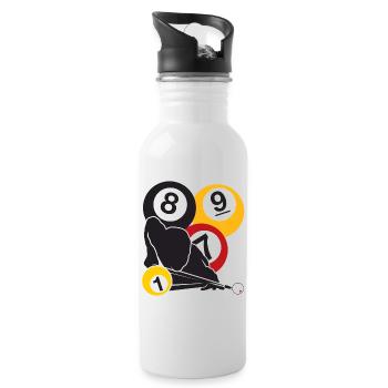Billard-Fokus - Trinkflasche mit integriertem Trinkhalm - Weiß - Rechts