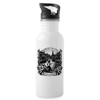 HOLLAND Shirt Design - Water bottle with straw - white - Right