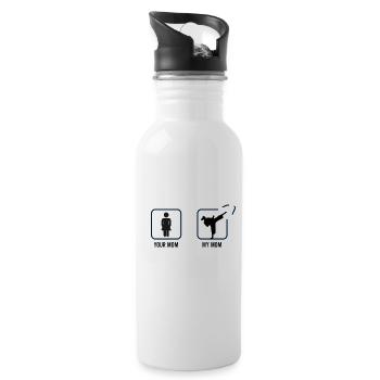 Your Mom My Mom Kung Fu - Trinkflasche mit integriertem Trinkhalm - Weiß - Rechts