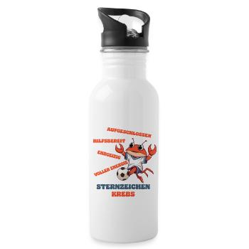Soccer Zodiac Cancer Soccer Player Traits - Water bottle with straw - white - Right