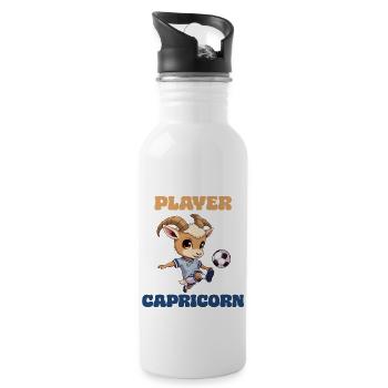 Steinbock Sternzeichen Fußball Horoskop Capricorn - Trinkflasche mit integriertem Trinkhalm - Weiß - Rechts