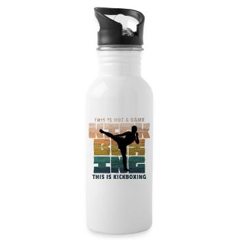 Kickboxen, Kickboxing, Kickboxer Retro - Trinkflasche mit integriertem Trinkhalm - Weiß - Rechts