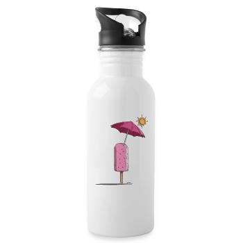 Eis-Sommertraum mit Sonnenschirm - Water bottle with straw - white - Right