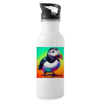 puffin - Water bottle with straw - white - Right