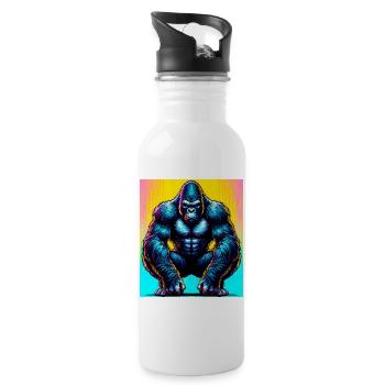 gorilla - Water bottle with straw - white - Right
