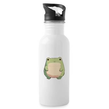 Mignon Kawaii grenouille dessin animé style de base - Gourde avec paille intégrée - blanc - Droite