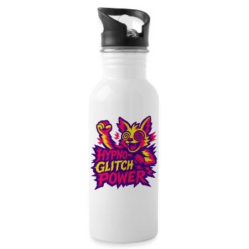 Hypno Glitch Power! - Trinkflasche mit integriertem Trinkhalm - Weiß - Rechts
