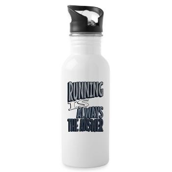 Running is always the answer - Water bottle with straw - white - Right