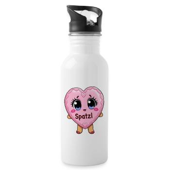 October Volksfest Spatzl Gingerbread Heart Girlfriend - Water bottle with straw - white - Right
