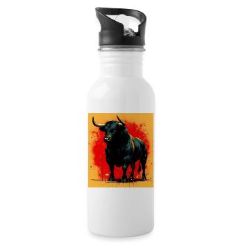 Stier - Trinkflasche mit integriertem Trinkhalm - Weiß - Rechts