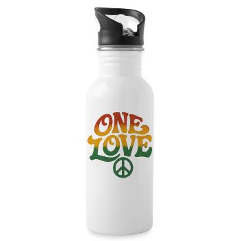 Peace and Love Rasta Design - Water bottle with straw - white - Right