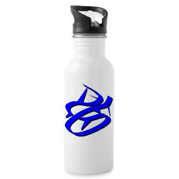 Dynamic Blue Graffiti Design - Water bottle with straw - white - Right