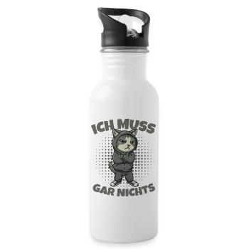 lazy cat I don't have to do anything - Water bottle with straw - white - Right