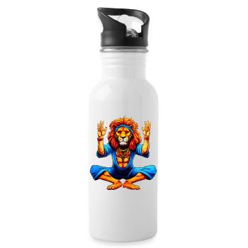 Lion Yoga - Water bottle with straw - white - Right