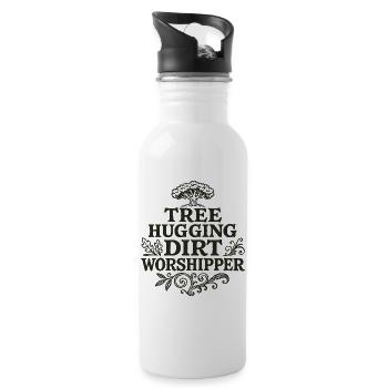 Baumumarmender Schmutzanbeter T-Shirt - Trinkflasche mit integriertem Trinkhalm - Weiß - Rechts