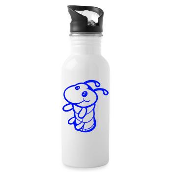 Caterpillar Bottom Hole Cute Smiles Friendly Happy - Water bottle with straw - white - Right