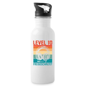10. Geburtstag Jungen Gamer Level 10 Unlocked - Trinkflasche mit integriertem Trinkhalm - Weiß - Rechts