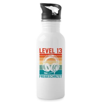 13th Birthday Boys Gamer Level 13 Unlocked - Water bottle with straw - white - Right